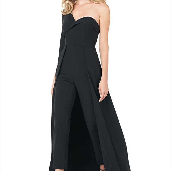 Kay Unger Crepe Walk Thru Jumpsuit – Modern Elegance with an Edge - Picture 5 of 7